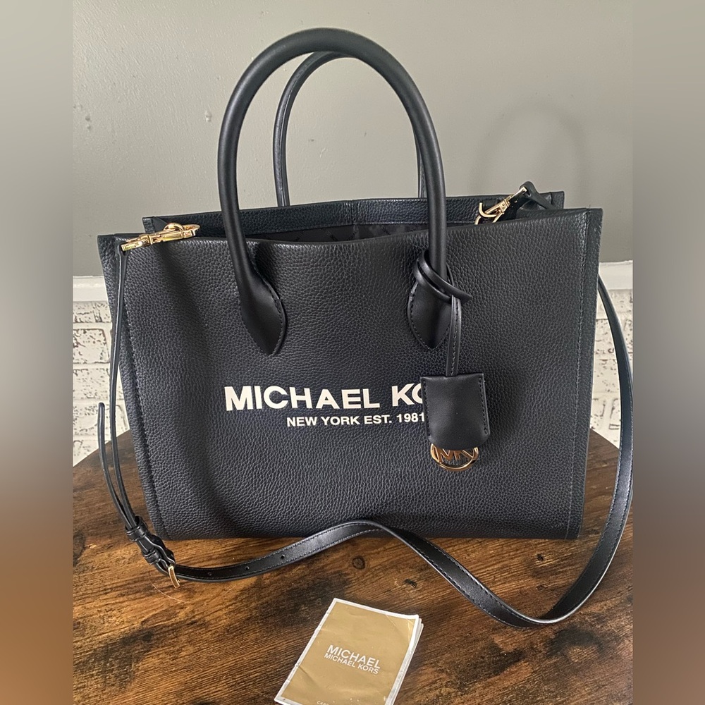 AUTHENTIC Michael Kors Mirella pebbled leather medium tote bag.